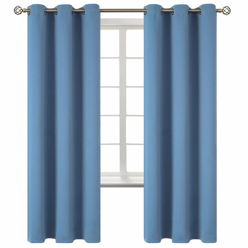BGment Blackout Curtains for Bedroom - Grommet Thermal Insulated Room Darkening Curtains for Living Room, Set of 2 Panels (42 x 72 Inch, Faded Denim) - Image 1